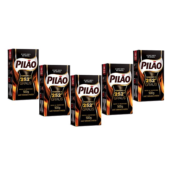 Café Pilão Torrado 252 Graus Vácuo 500g Kit 5