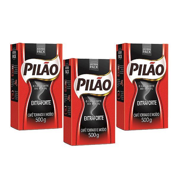 Café Pilão Torrado e Moido Extra Forte À Vácuo 500g Kit 3