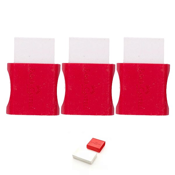 Borracha Larga Grande Tk Branca Faber Castell Kit 3