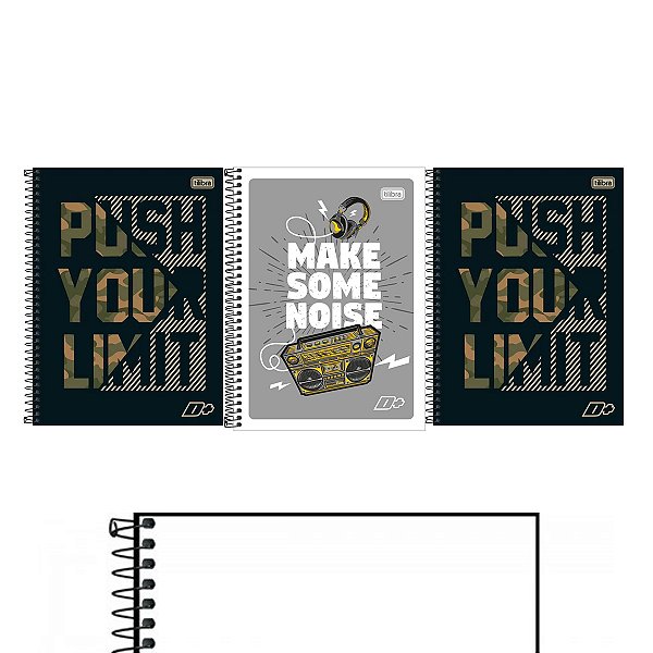 Caderno Uni 10 Matérias 200 Folhas Capa sortida Kit 3