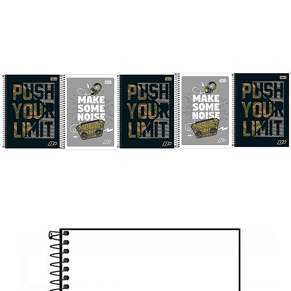 Caderno Uni 10 Matérias 200 Folhas Capa sortida Kit 5