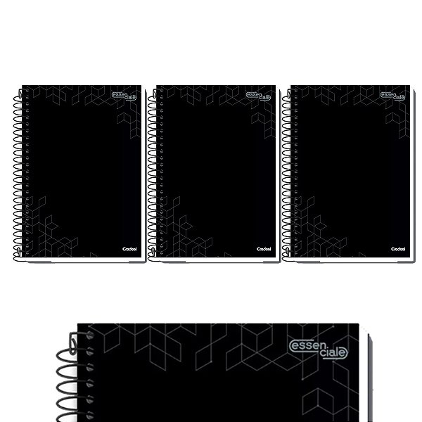 Caderno Uni 1 Matéria 96 Folhas Capa Dura Preta Kit 3
