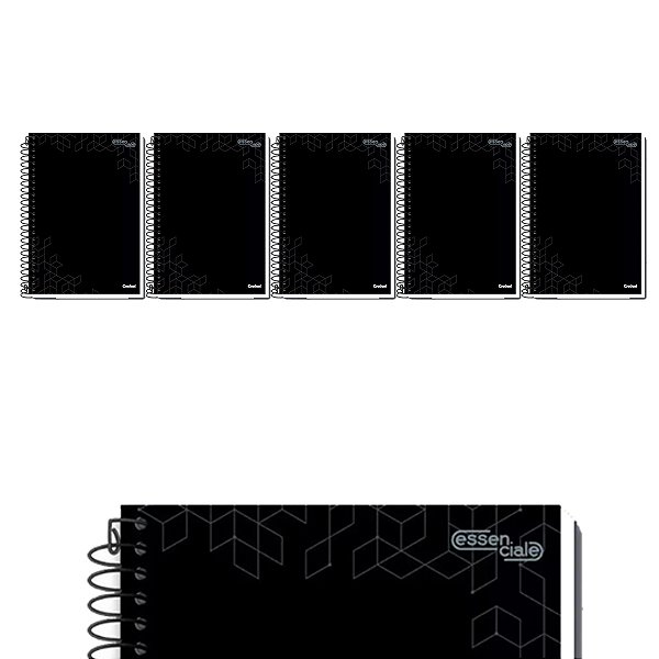 Caderno Uni 1 Matéria 96 Folhas Capa Dura Preta Kit 5