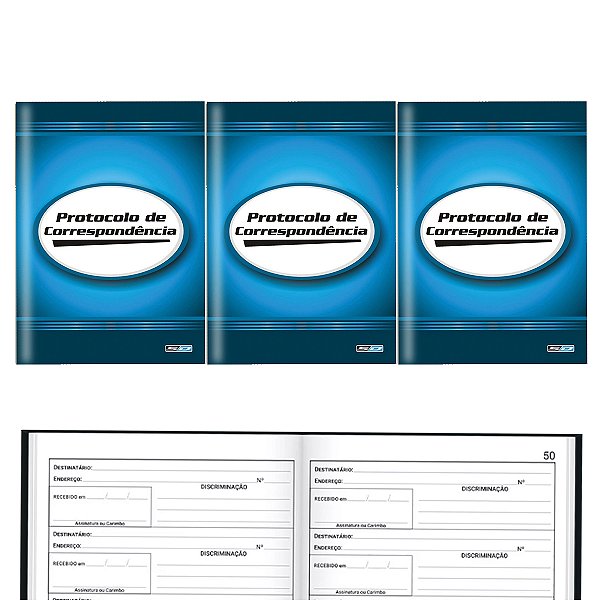 Caderno Livro De Protocolo De Correspondência Kit 3