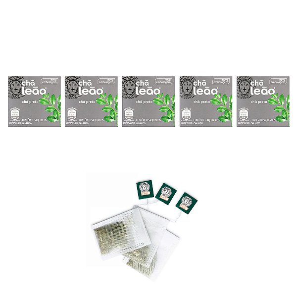 Chá Preto Natural Leão Com 10 Saquinhos Kit 5