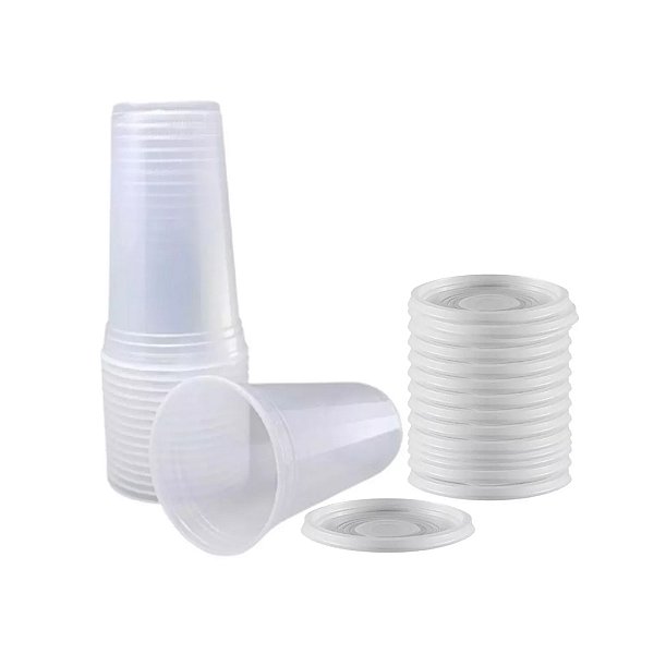 Kit Copo Médio Descartável 440ml Para Viagem Com Tampa