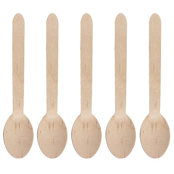 Colher De Madeira Biodegradável Para Refeição 16cm 50U Kit 5