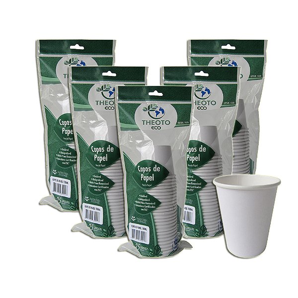 Copo De Papel Biodegradável 100 ml 25 Unidades Kit 5