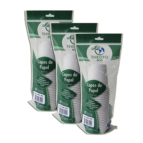 Copo De Papel Biodegradável 180 ml Kit 3