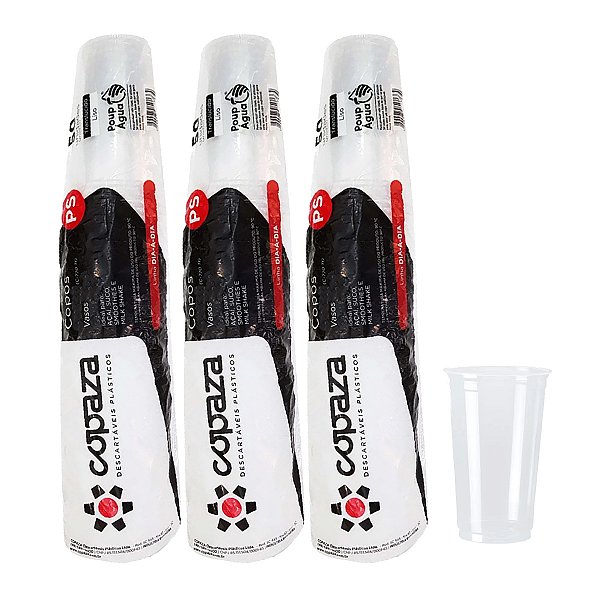 Copo Descartável Transparente Copaza 440ml C/ 50u Kit 3