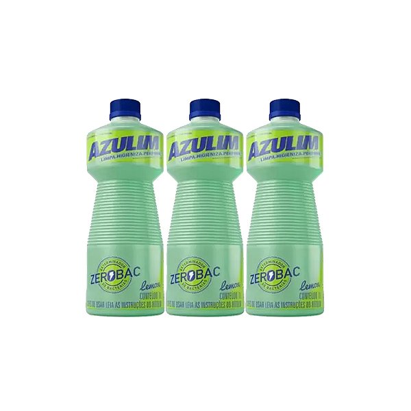 Desinfetante Asseptegel Azulim Zerobac Lemon 1 Litro Kit 3