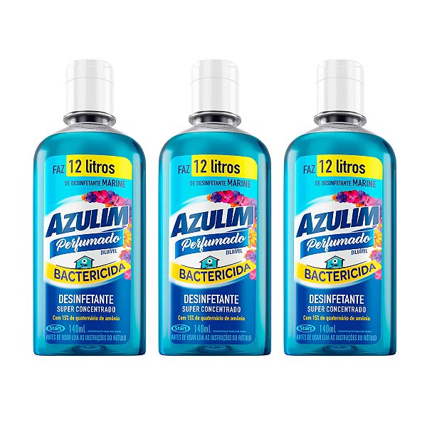 Desinfetante Azulim Marine Concentrado Bactericida Kit 3