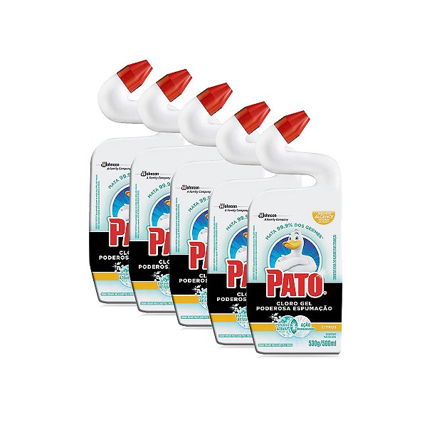 Desinfetante Pato Cloro Gel Citrus 500ml Kit 5