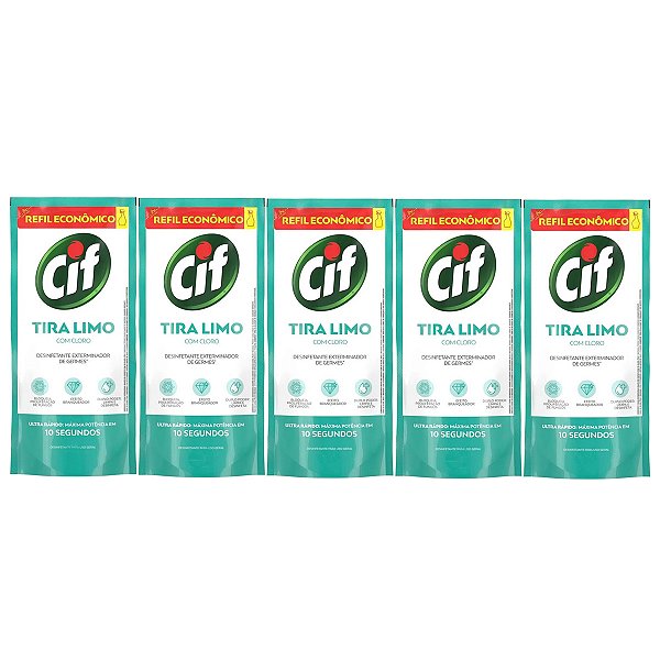 Desinfetante Uso Geral Cif Tira limo 450ml Refil Kit 5