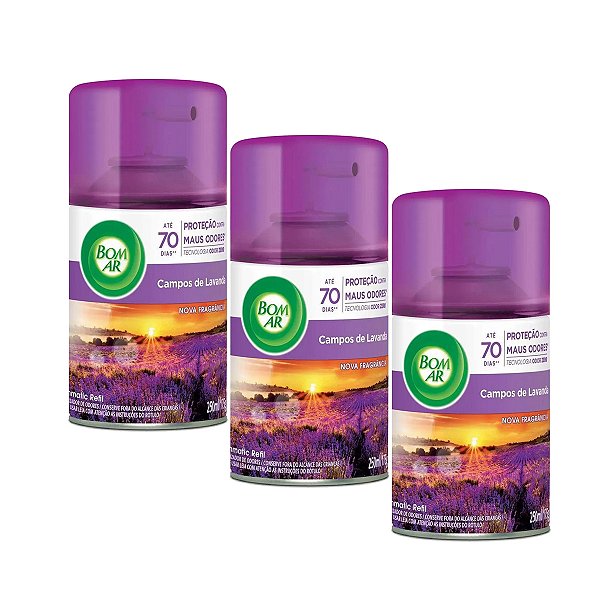 Desodorizante Bom AR Ar Wick Campos De Lavanda 250Ml Kit 3