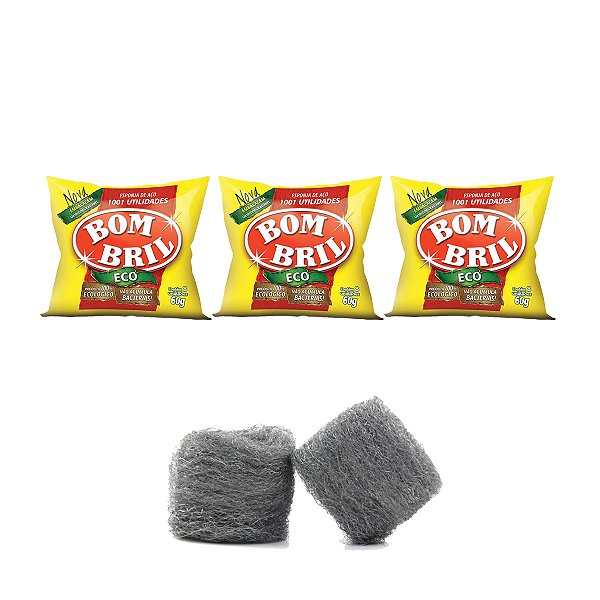 Esponja De Aço Grossa Bom Bril Eco 60g Kit 3
