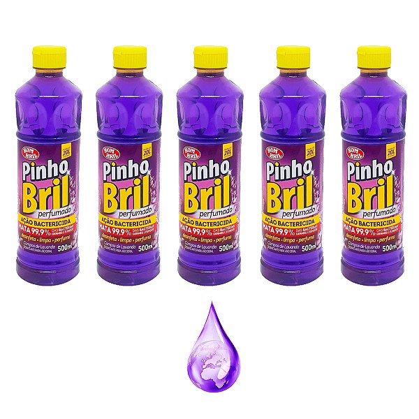 Desinfetante Pinho Bril Lavanda 500ml Kit 5