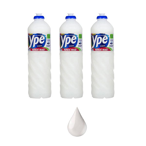 Detergente Lava Louças Ypê Coco Toque Suave 500ml Kit 3