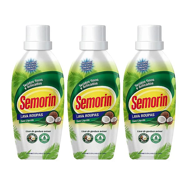 Lava Roupas Semorin Líquido Aroma Perfumado Coco Kit 3