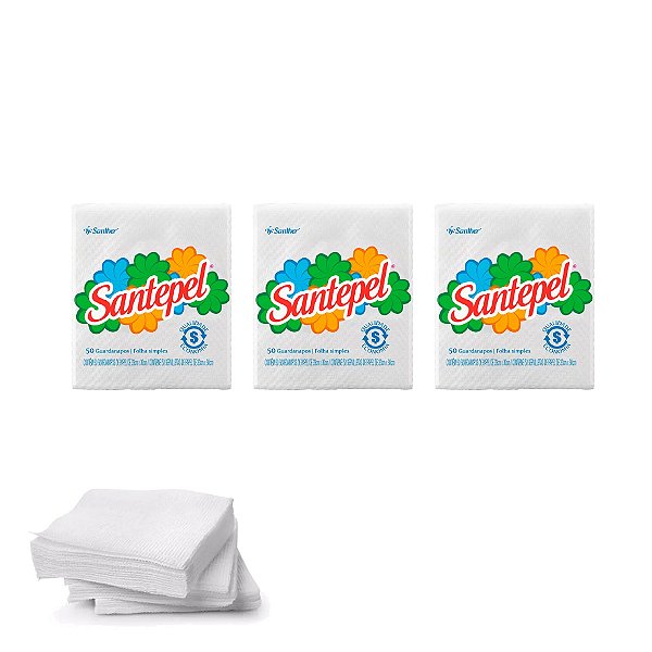 Guardanapo Santepel 50 Folhas Simples 24x22 Kit 3
