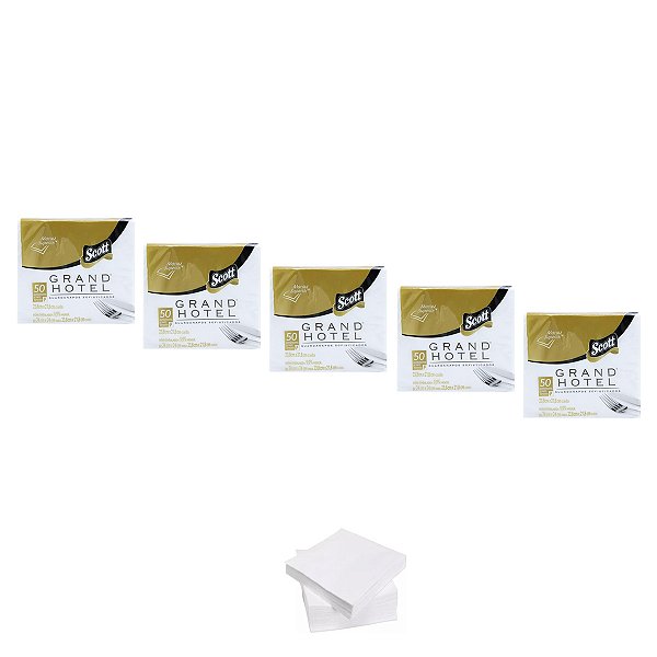 Guardanapo Scott Grand Hotel 50 Folhas Duplas 23x21 Kit 5