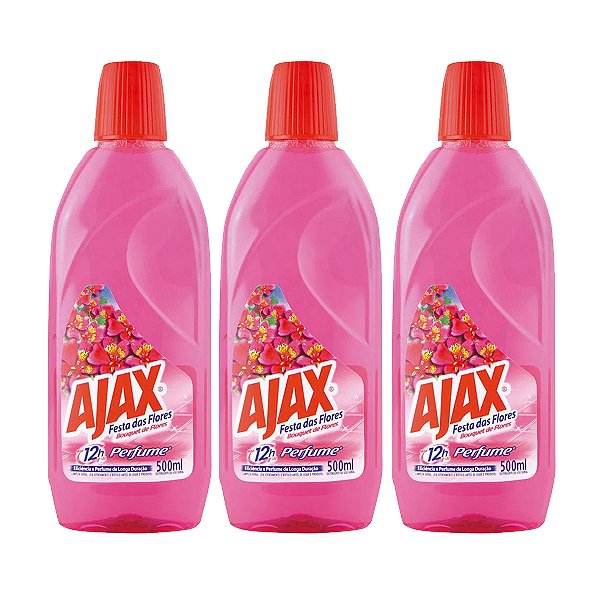 Limpador Ajax Bouquet de Flores 500ml Kit 3