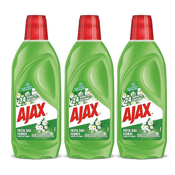 Limpador Ajax Flores Do Campo 500ml Kit 3