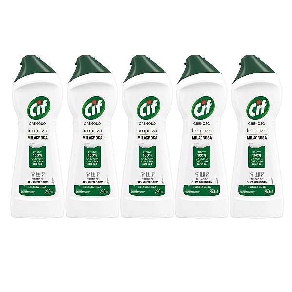Limpador Multiuso CIF Cremoso Limpeza Milagrosa Limão Kit 5