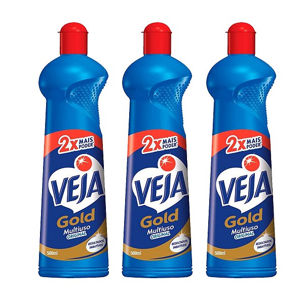 Limpador Veja Multi Uso Gold Original 500ml Kit 3