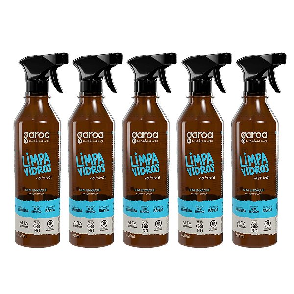 Limpa Vidros Garoa Natural Vegano Biodegradável 600 ml Kit 5