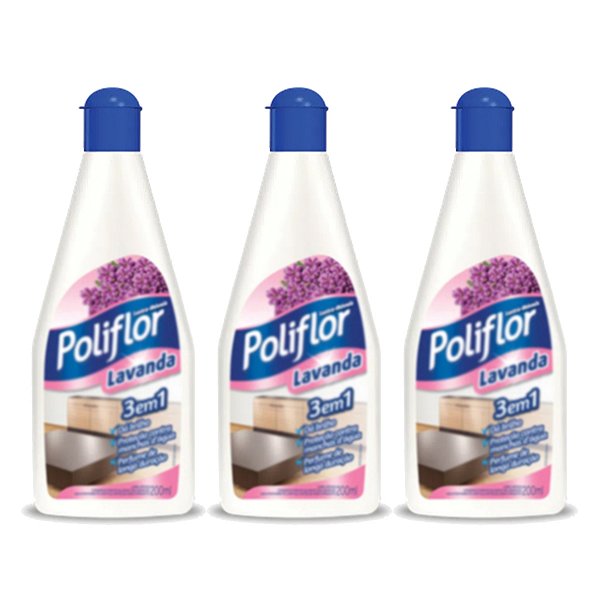 Lustra Móveis Lavanda Poliflor Frasco 200ml Kit 3