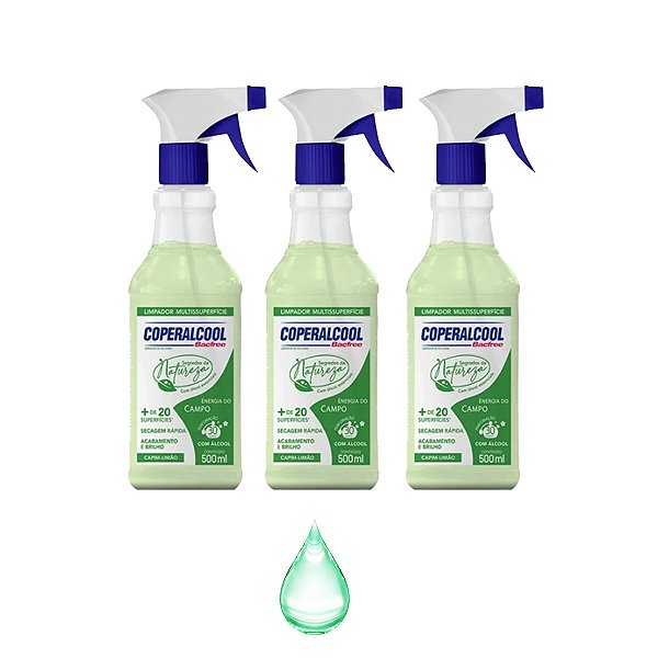 Limpador Coperalcool Multiuso Bacfree Capim Limão Kit 3