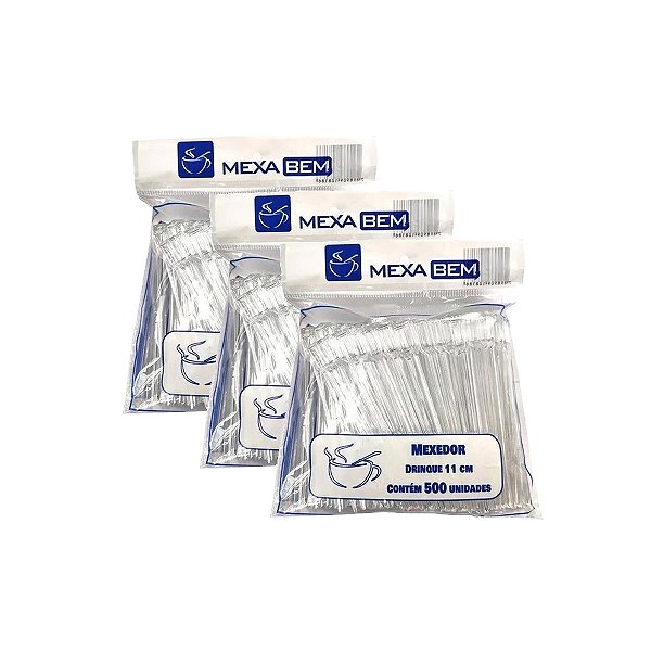Mexedor Mexa Bem Para Café Tipo Drinque Com 11cm Kit 3