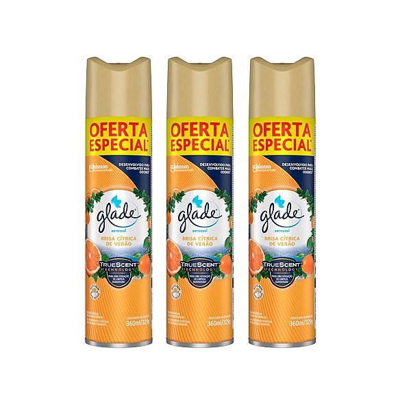 Odorizador De Ambiente Glade Brisa Cítrica De Verão Kit 3