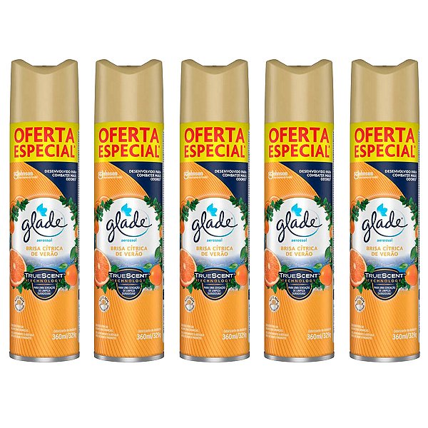 Odorizador De Ambiente Glade Brisa Cítrica De Verão Kit 5