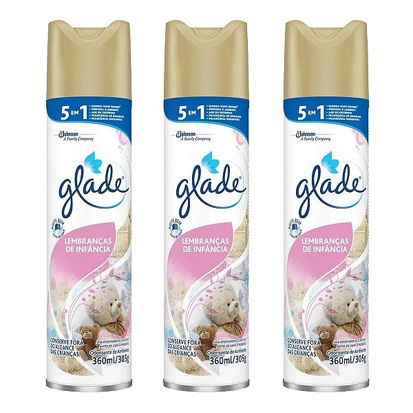 Odorizador Glade Lembranças De Infância 360ml Kit 3