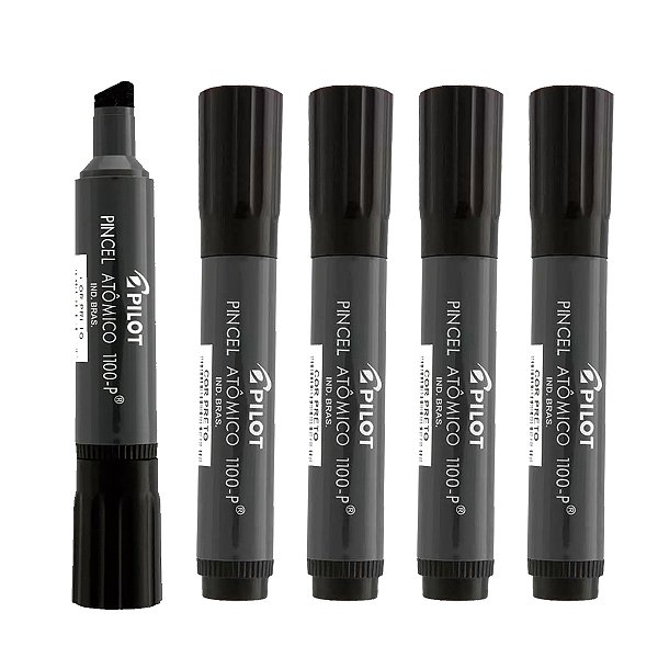 Pincel Atômico Permanente Canetão Pilot Preto Kit 5