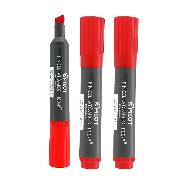 Pincel Atômico Permanente Canetão Pilot Vermelho Kit 3
