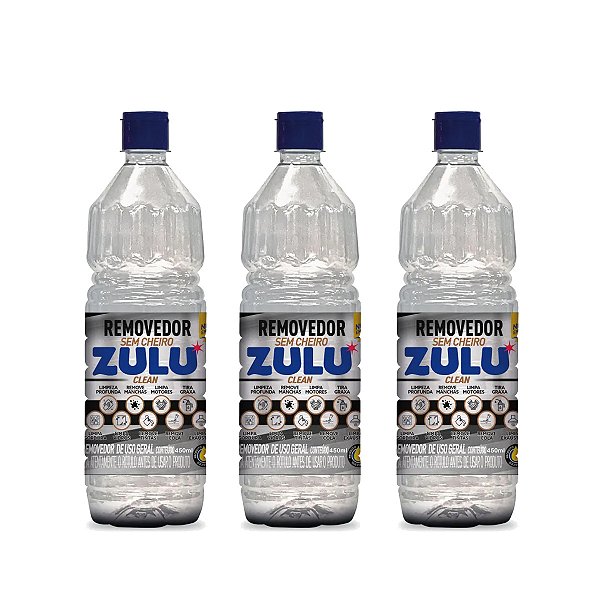 Removedor De Uso Geral Zulu Clean Sem Cheiro 450ml Kit 3