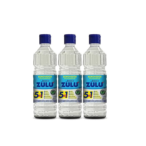 Removedor Multissuperfícies A Base De Agua Zulu 900ml Kit 3