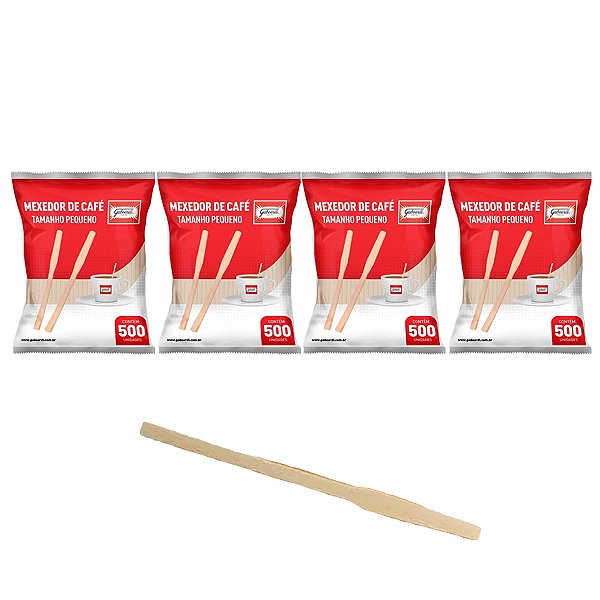 Mexedor Palheta De Madeira Para Café 9Cm Pacote 500 Un Kit 5