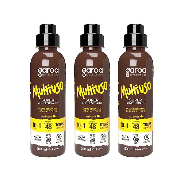 Multiuso Bio Vegano Garoa Super Concentrado 500 ml Kit 3