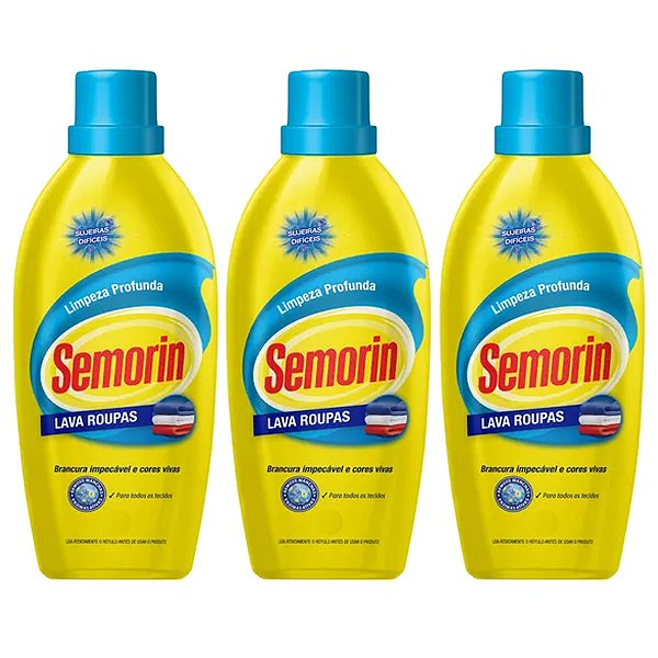 Sabão Liquido Lava Roupas Semorin Limpeza Profunda Kit 3