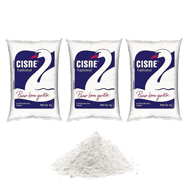 Sal em pacote de 1 Kg Kit 3