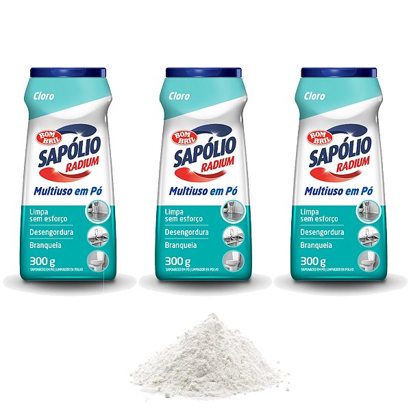 Sapólio Radium em Pó Cloro 300g Kit 3