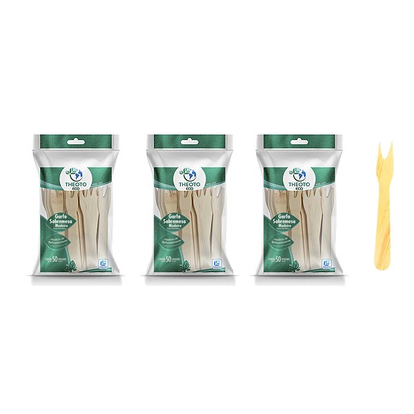 Garfinho Sobremesa De Madeira com 50 Unidades Kit 3