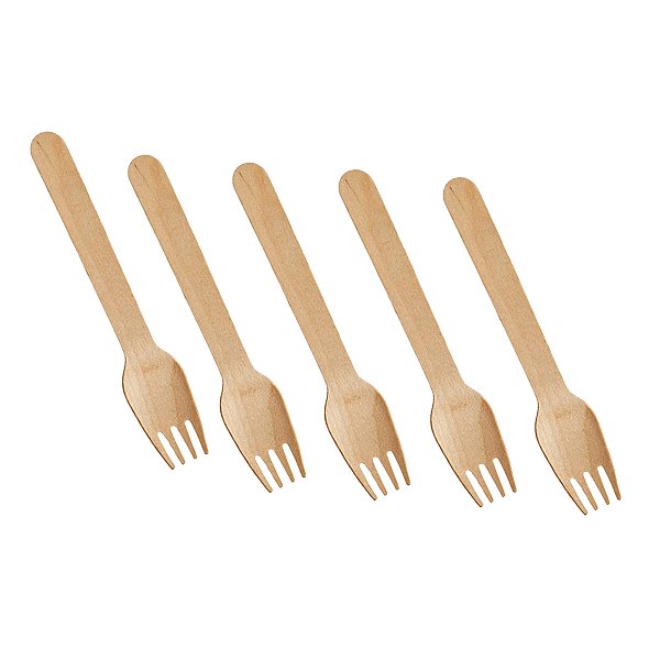 Garfo De Madeira Biodegradável Para Refeição 16cm 50U Kit 5