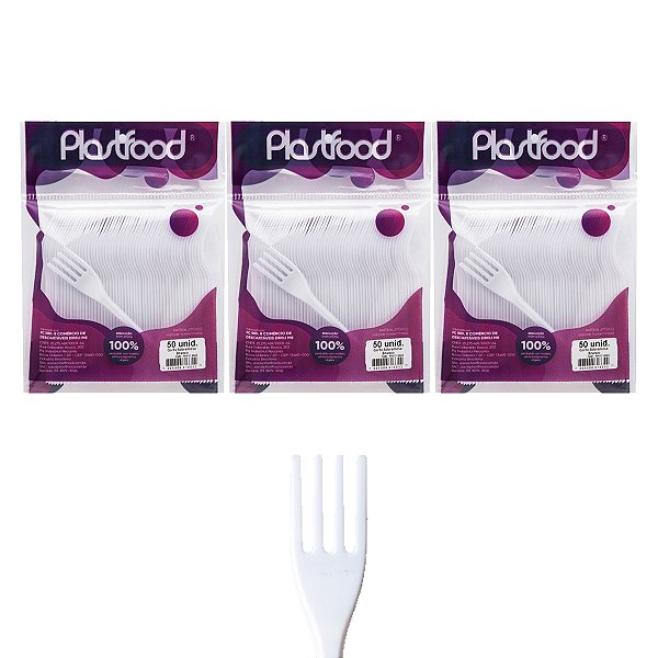 Garfo Sobremesa Bio Branco Pacote Com 50 Unidades Kit 3