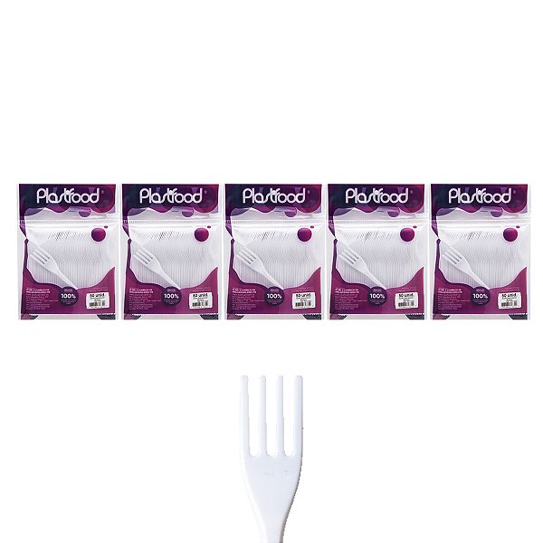 Garfo Sobremesa Bio Branco Pacote Com 50 Unidades Kit 5
