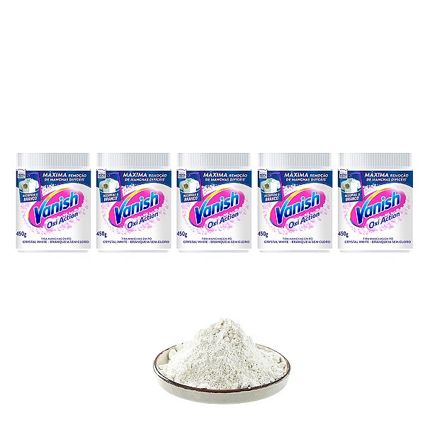 Tira Manchas Em Pó Vanish 450g Branco Cristal Kit 5